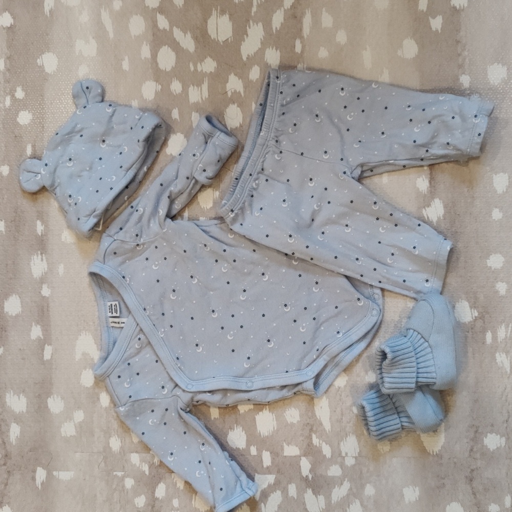 Janie & Jackie Moon and Stars Wrap Matching Set